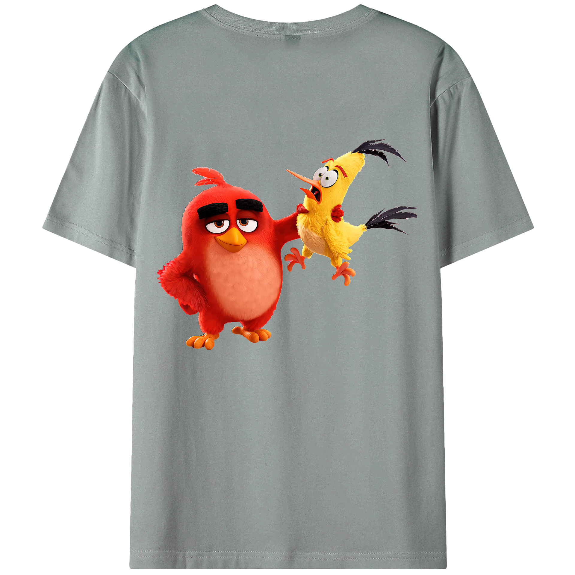 （画像用） Angry Birds アングリーバード 綿100％ メンズ半袖Tシャツ（バックプリント） 通気性